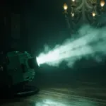 Luigi's Mansion 2 walkthrough hero scene with flashlight beam in a haunted mansion