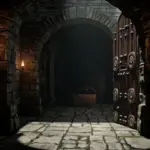 Hogwarts Legacy door puzzle with triangle symbols on a stone door
